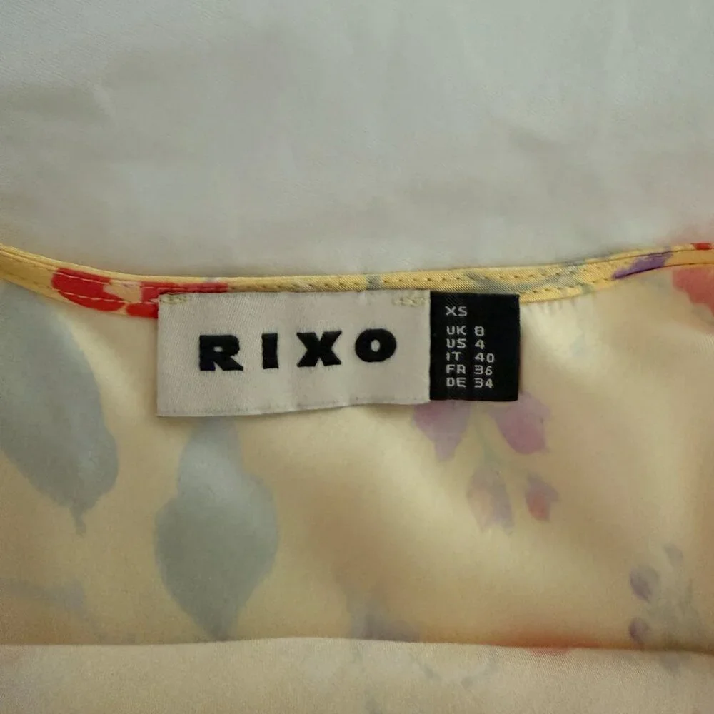RIXO Yellow Floral Midi Dress with Pink Accents - Picture 4 of 5